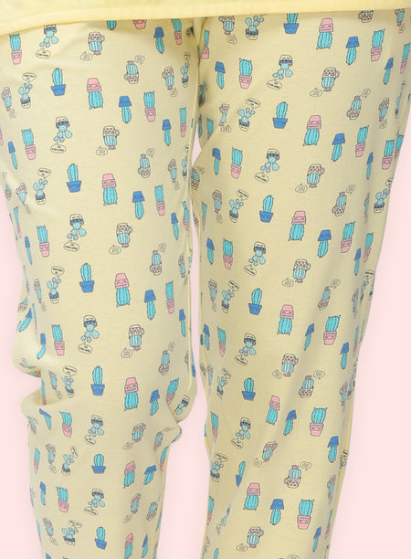 YELLOW CACTUS PRINT PYJAMA (PB10030P011)