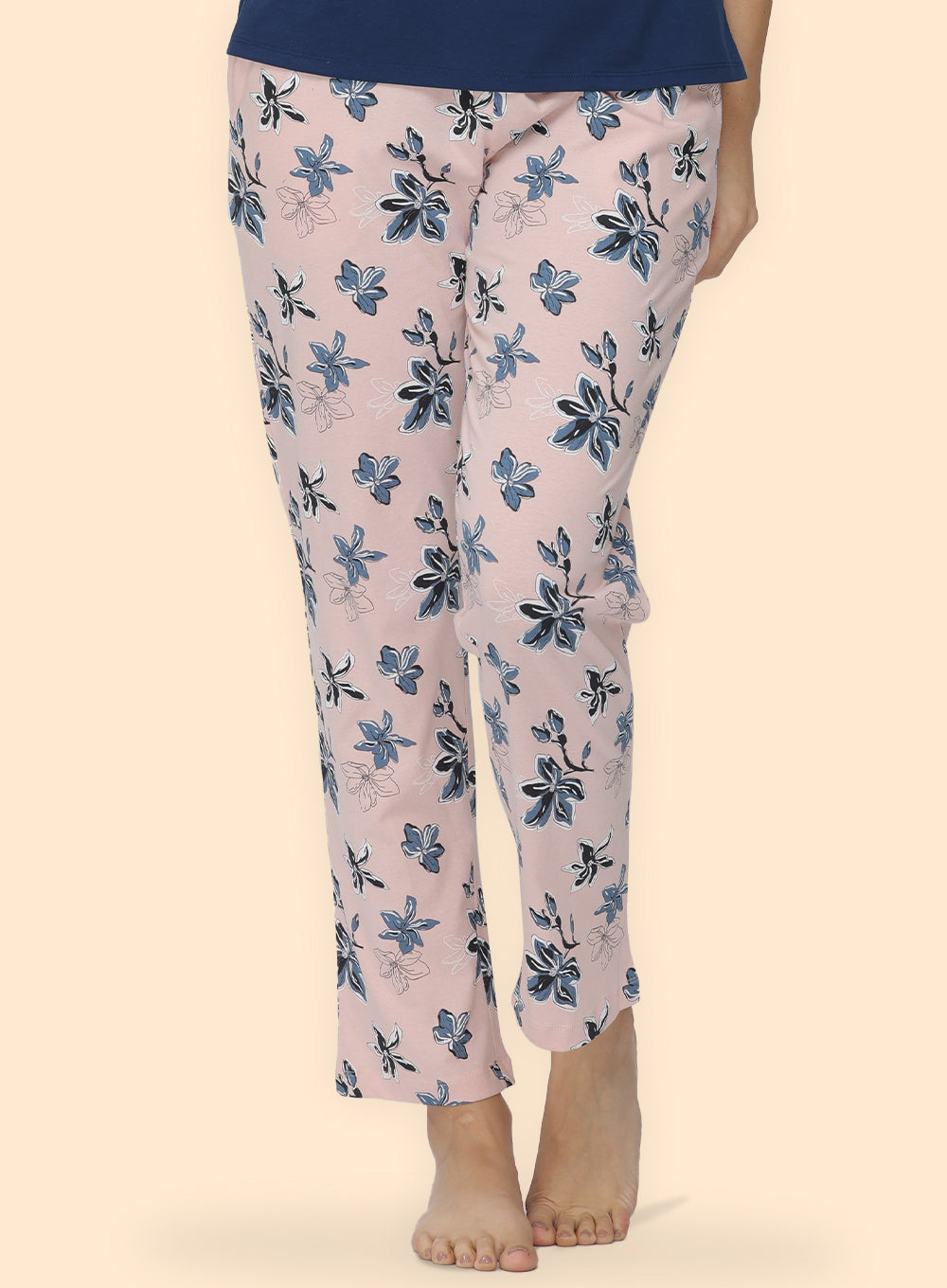 PEACH GREY FLORAL PRINTED PYJAMA (PB10030P013)