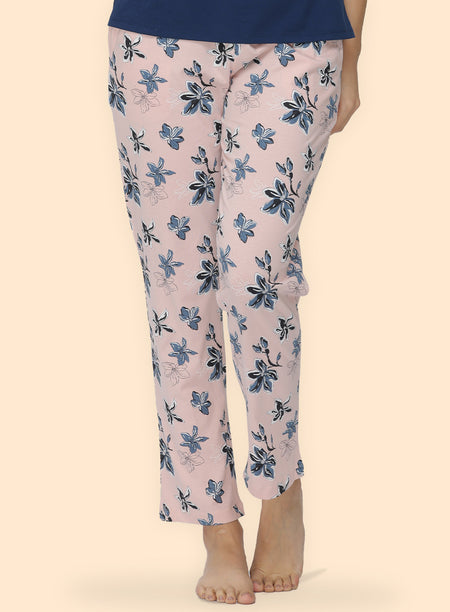 PEACH GREY FLORAL PRINTED PYJAMA (PB10030P013)
