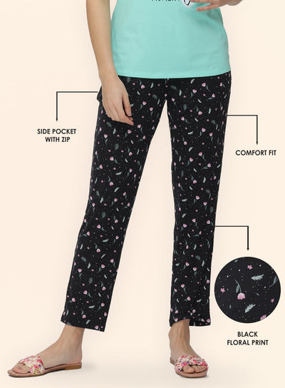 BLACK FLORAL PRINTED PYJAMA (PB10040P025)