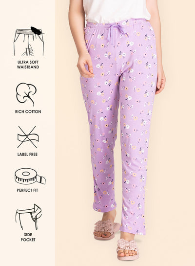 PURPLE FLORAL PRINTED PYJAMA (PB10050P026)