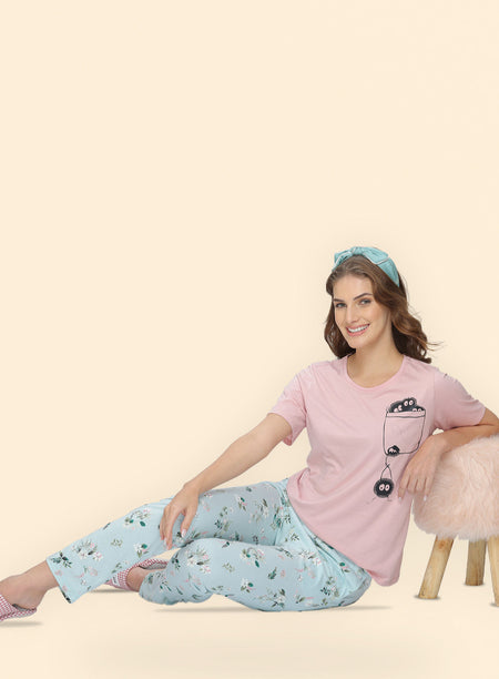 MINT FLORAL PRINTED PYJAMA (PB10050P030)
