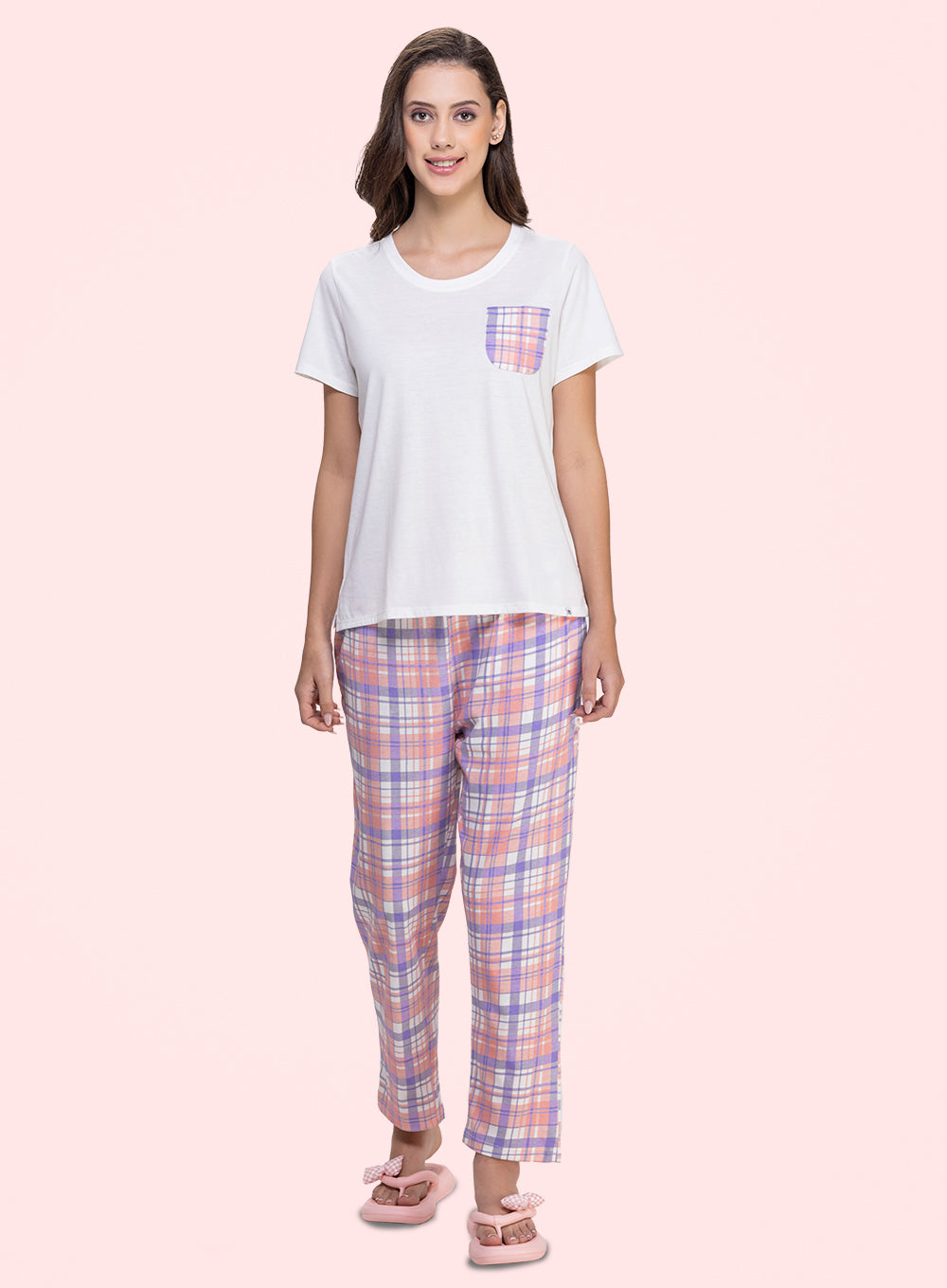 PASTEL CHECK PRINTED  PYJAMA (PB10050P036)