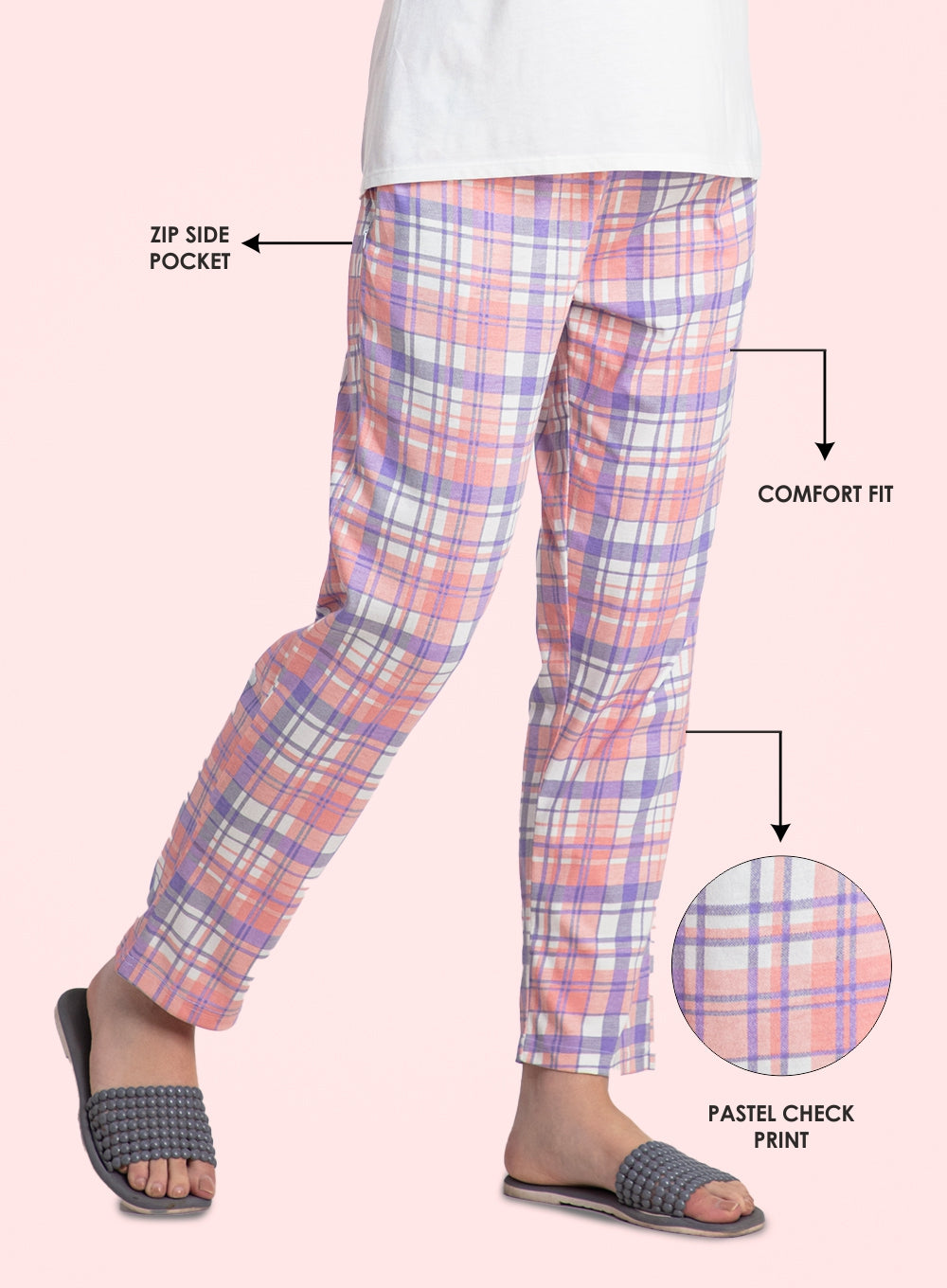 PASTEL CHECK PRINTED  PYJAMA (PB10050P036)