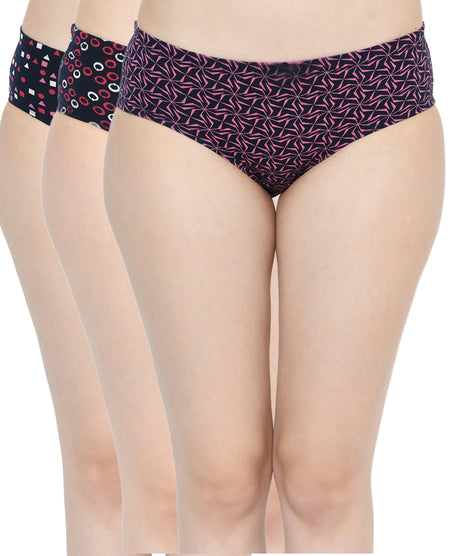 3 Pack Abstract Print Mid Waist Hipster Panty (PBPN0044)