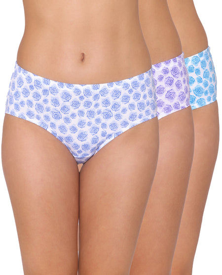 3 Pack Rose Print Mid Waist Hipster Panty (PBPN0047)