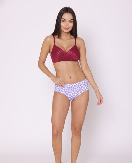 3 Pack Rose Print Mid Waist Hipster Panty (PBPN0047)