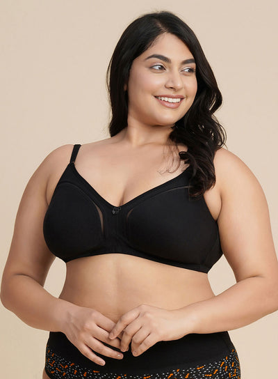 Lace Panel Plus Size Wire-Free  Non-Padded Bra (PBBR1030)