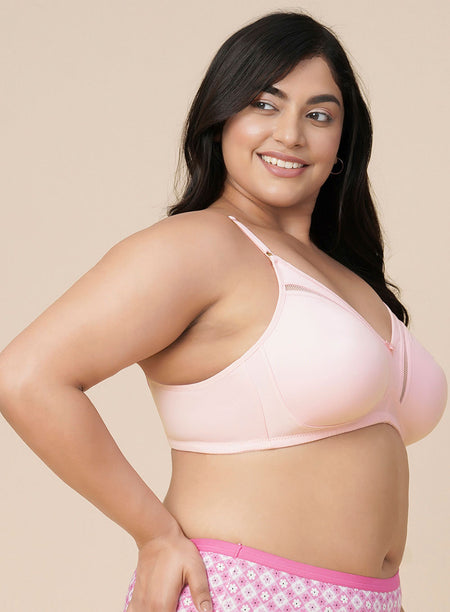 Lace Panel Plus Size Wire-Free  Non-Padded Bra (PBBR1031)