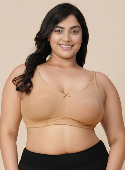 Lace Panel Plus Size Wire-Free Non-Padded Bra (PBBR1032)