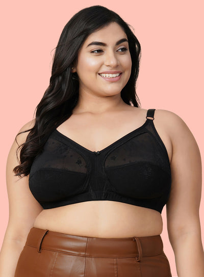 Two-Tone Lace Panel Wire-free Non-Padded Bra (PBBR1087)