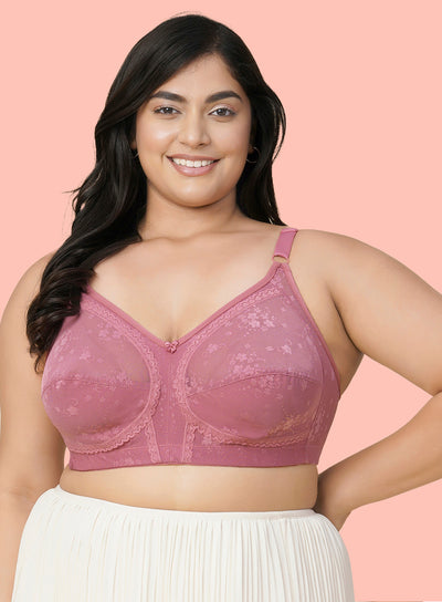 Two-Tone Lace Panel Wire-free Non-Padded Bra (PBBR1087)