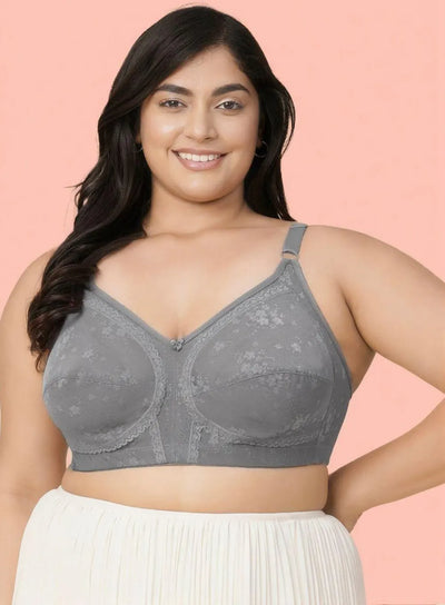 Two-Tone Lace Panel Wire-free Non-Padded Bra (PBBR1087)