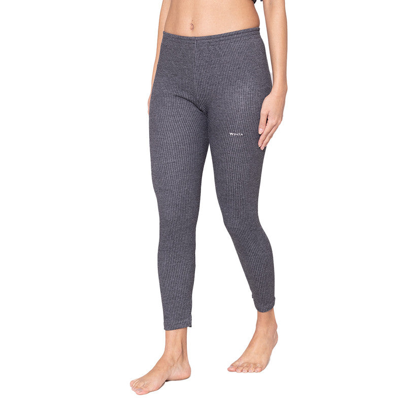 Groversons Paris Beauty Women’s Tailored Fit Solid Thermal Bottom (G-3104-CHARCOAL BLACK)