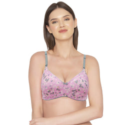 Women's Printed Everyday T-Shirt Bra, Comfortable, Non-Padded (BR126-PINK)
