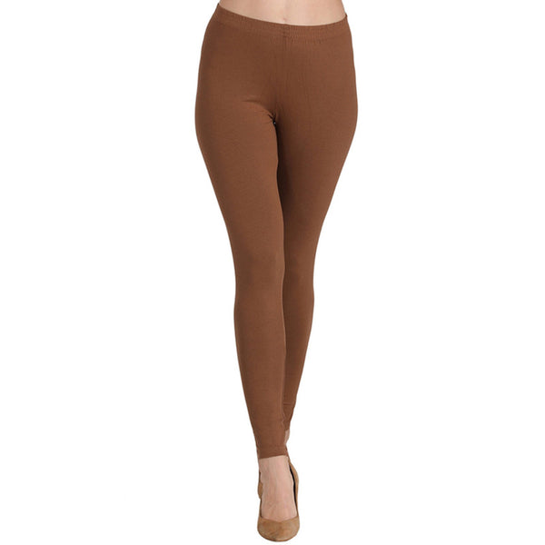 Groversons Paris Beauty Women's Super Soft Fabric, Non-Transparent, Ankle Length Leggings (CADBURRY)