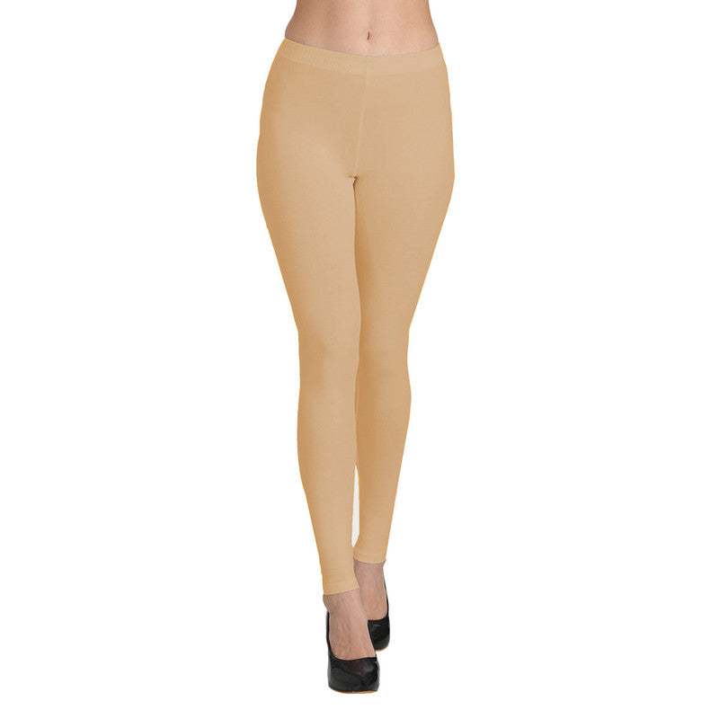Groversons Paris Beauty Women's Super Soft Fabric, Non-Transparent, Ankle Length Leggings (SKIN)