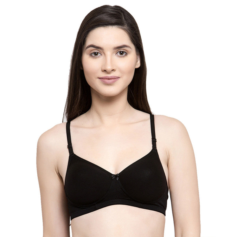 Groversons Paris Beauty Women's Pack of 2 Padded, Non-Wired, Seamless T-Shirt Bra (COMB33-Black & Red)