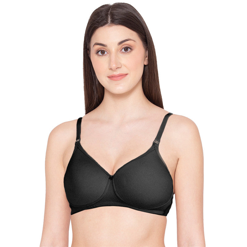 Groversons Paris Beauty Women's Pack of 2 Padded, Non-Wired, Seamless T-Shirt Bra (COMB28-BLACK)
