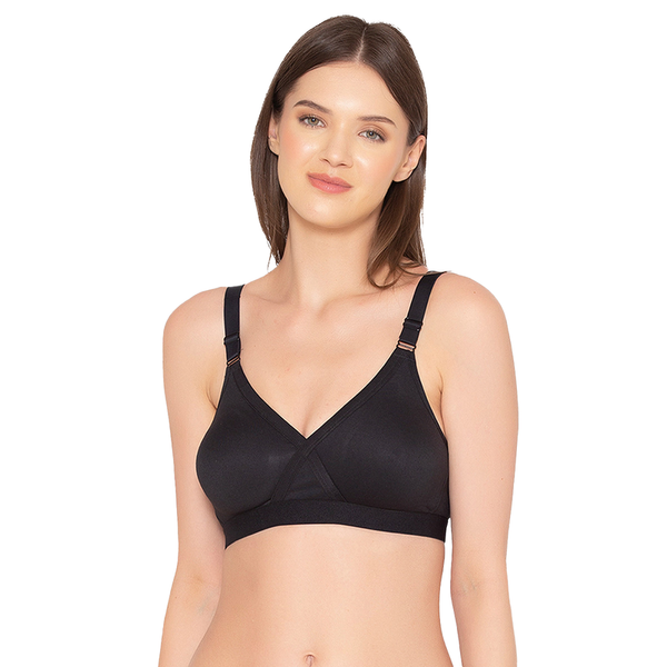 Groversons Paris Beauty Women’s cotton rich Non-Padded Wireless smooth super lift full coverage Bra (BR005-BLACK)