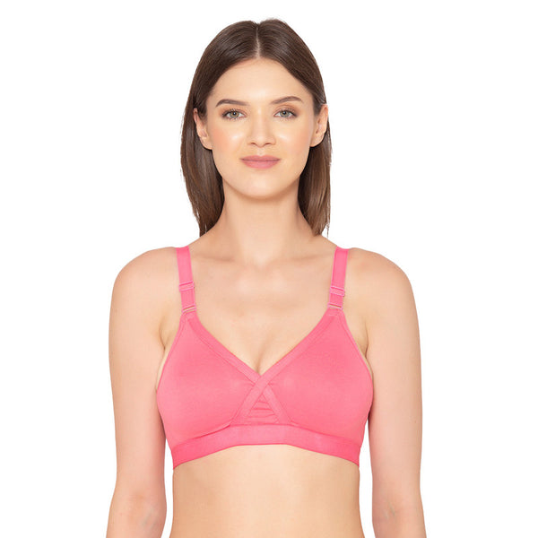 Groversons Paris Beauty Women’s cotton rich Non-Padded Wireless smooth super lift full coverage Bra (BR005-DARK PINK)