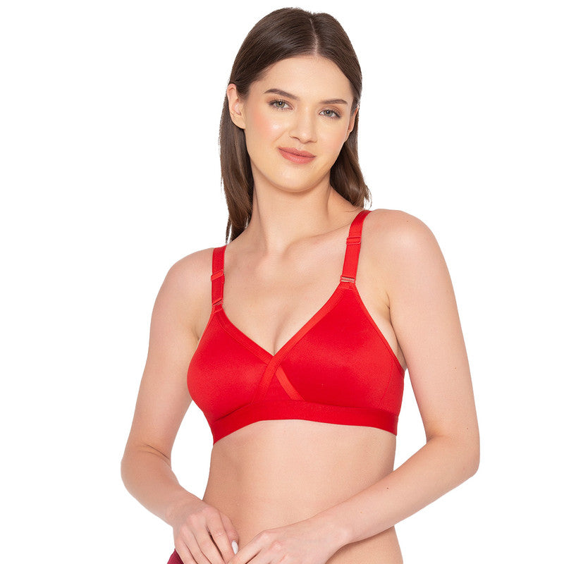 Groversons Paris Beauty Womens Cotton Non-padded Wireless Super Lift Full  Coverage Bra - Red