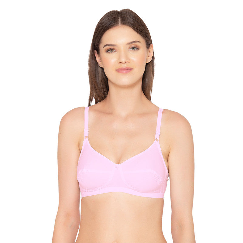 Women's Poly Cotton bra ,Non-Padded-Non-Wired Full coverage bra (BR009-PINK)