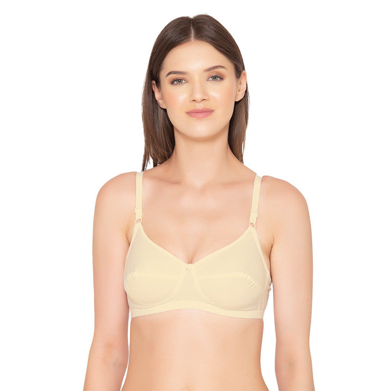 Groversons Paris Beauty Women's Poly Cotton bra ,Non-Padded-Non-Wired Full coverage bra (COMB23-SKIN-PINK)