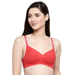 Groversons Paris Beauty Women's Padded, Non-Wired, Seamless T-Shirt Bra (BR184-CORAL)