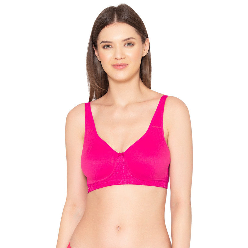 Women’s Pack of 2 Full Support, Non-Padded Seamless T-Shirt Bra (COMB07-MAUVE & HOT PINK)