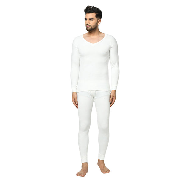 Groversons Paris Beauty Men's Thermal Set Stay Warm and Stylish (G-1103-G-1201 PEARL WHITE )