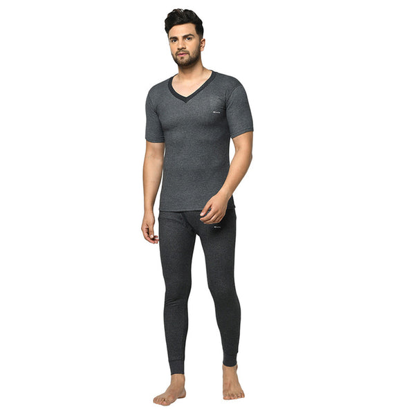 Groversons Paris Beauty Men's Thermal Set Stay Warm and Stylish (G-1104-G-1201 CHARCOAL BLACK)