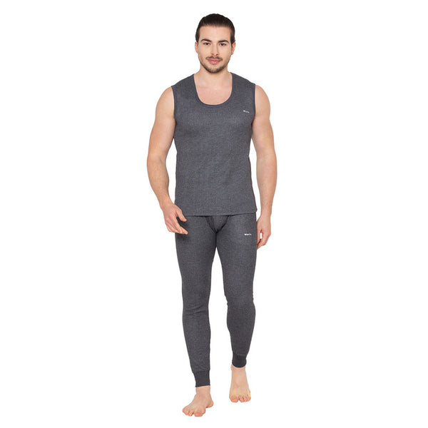 Groversons Paris Beauty Men's Thermal Set Stay Warm and Stylish (G-1105-G-1201 CHARCOAL BLACK)