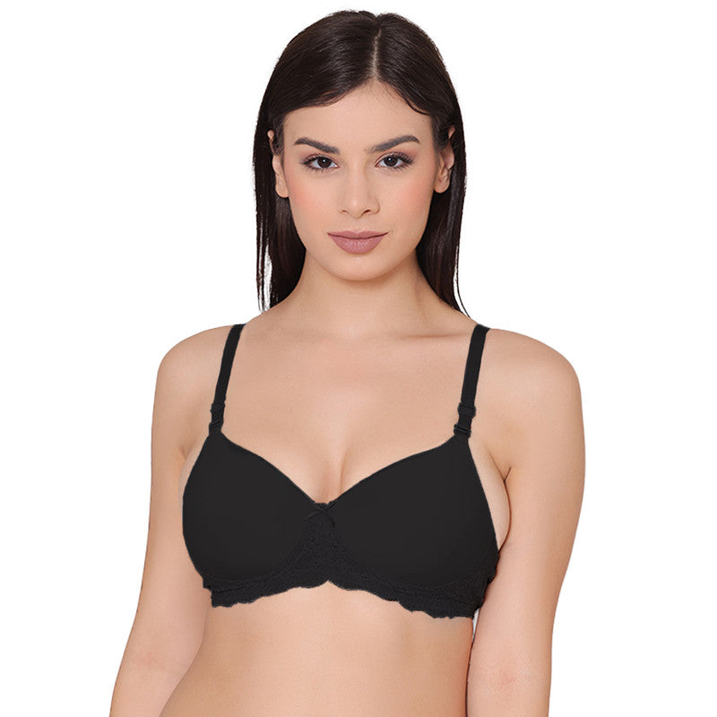 Women's Padded, Non-Wired, Multiway, T-Shirt Bra with lace (BR116-BLAC –  gsparisbeauty