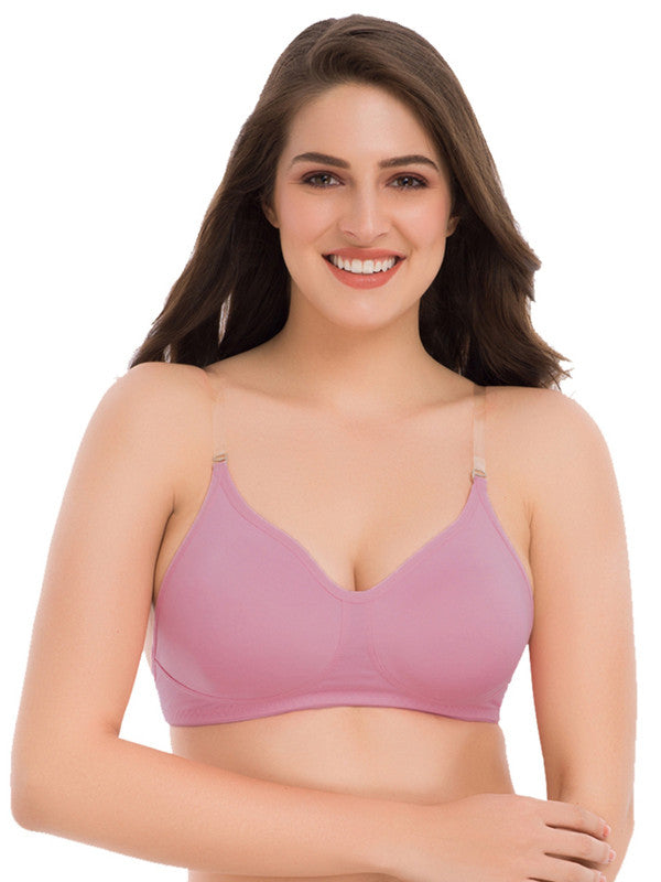 Women's Cotton Non-Padded Wire Free Full-Coverage, Plunge, Seamless Bra ,Backless Bra (BR021-MAUVE)