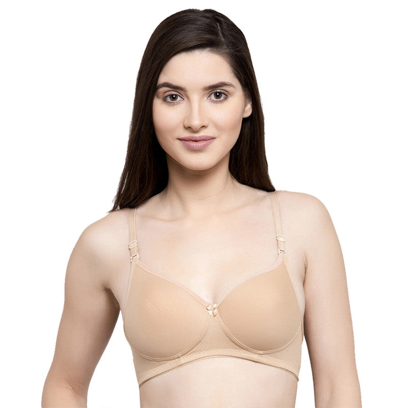 Groversons Paris Beauty Women's Pack of 2 Padded, Non-Wired, Seamless T-Shirt Bra (COMB33-Nude)