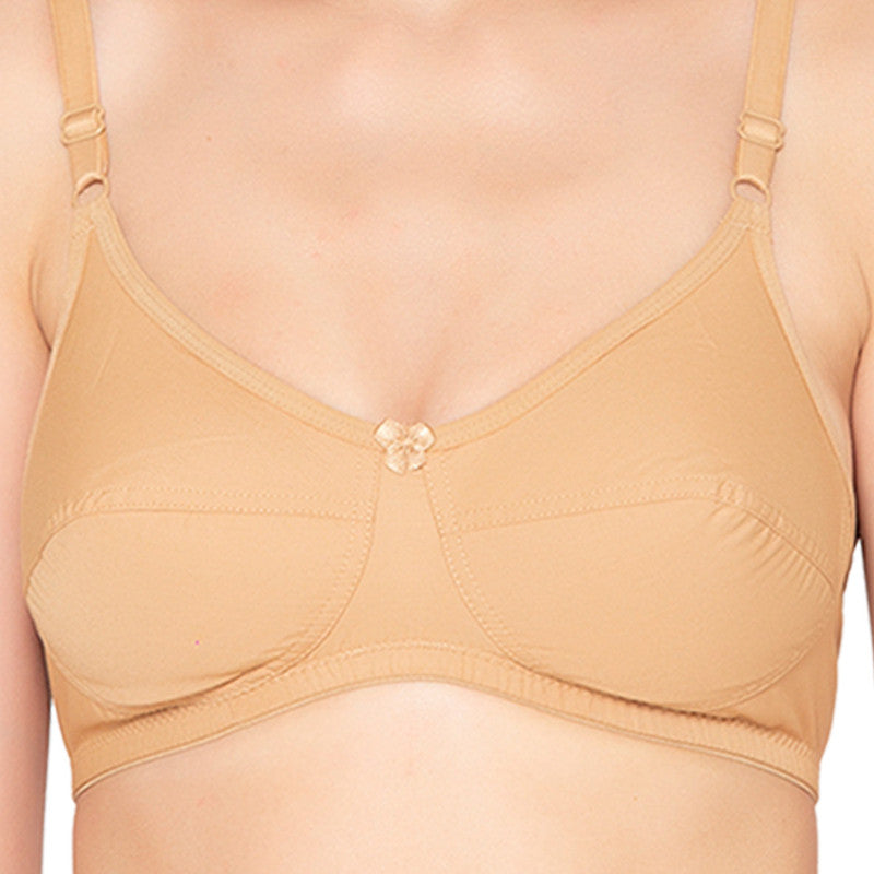 Women's Pack of 2 Non-Padded, Wirefree, Full-Coverage Bra (COMB06-BLACK & NUDE)