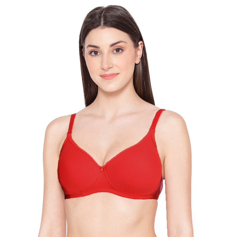 Groversons Paris Beauty Women's Pack of 2 Padded, Non-Wired, Seamless T-Shirt Bra (COMB28-RED)