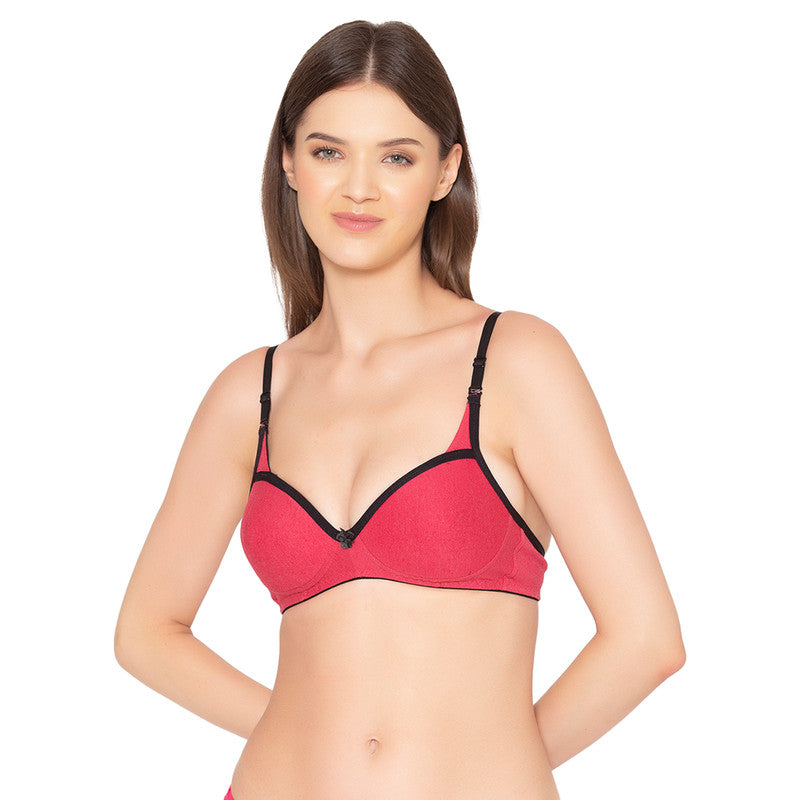Groversons Paris Beauty Women's Pack of 2 Padded, Non-Wired, Seamless T-Shirt Bra (COMB32-RED)