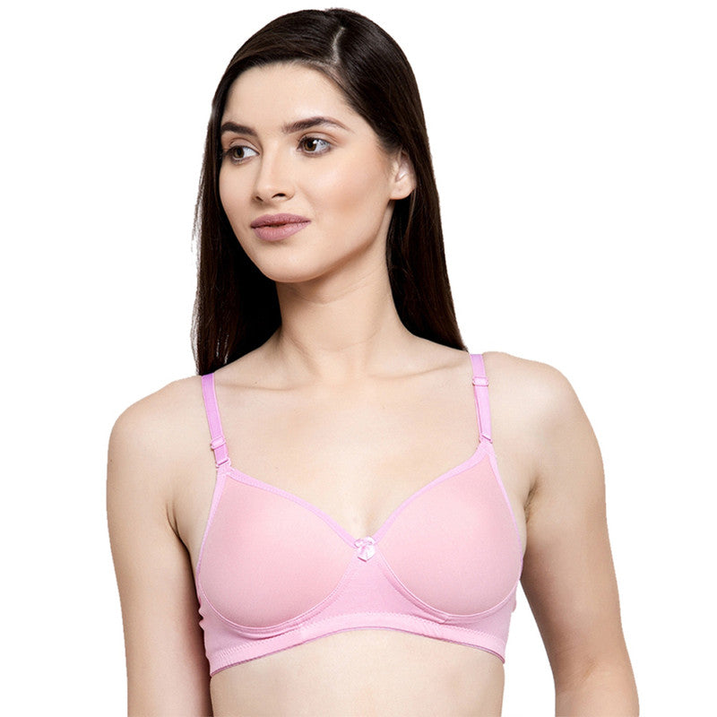 Groversons Paris Beauty Women's Pack of 2 Padded, Non-Wired, Seamless T-Shirt Bra (COMB33-Rose & Coral)
