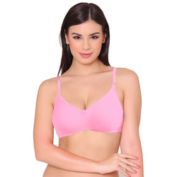 Women's Polycotton Non Padded Non-Wired Regular Bra (BR018-PINK)