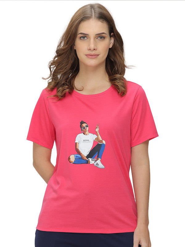 Groversons Paris Beauty Women's Cotton Rich Vector Crew Neck Design T-Shirt  (T-shirt-197)