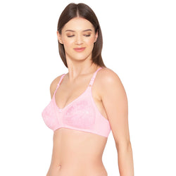 Women’s M Frame, Non-Padded, Super Support Classic Lace Bra (BR019-PINK)