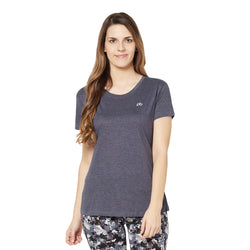 Short sleeves lounge T -shirt in Melange Navy color