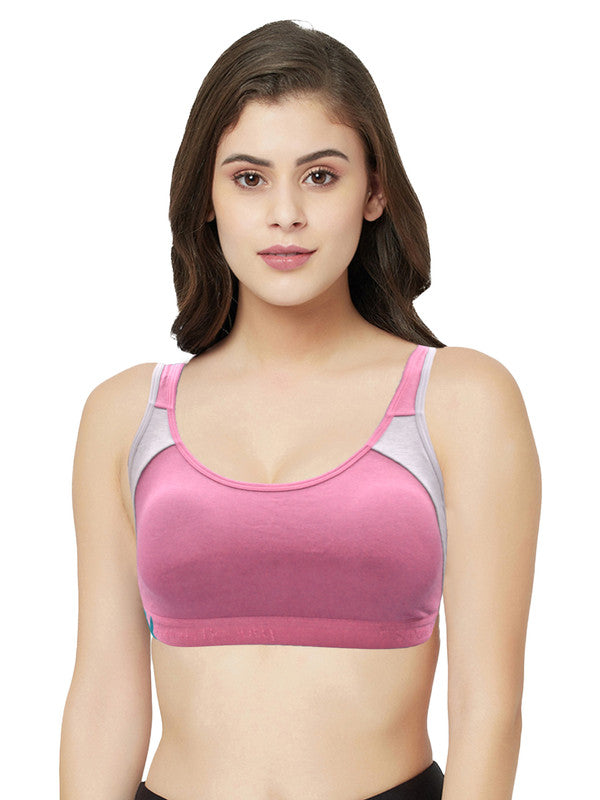 Groversons Paris Beauty Women's  Padded Non-Wired Racer Back Sports Bra (BR173-PINK)