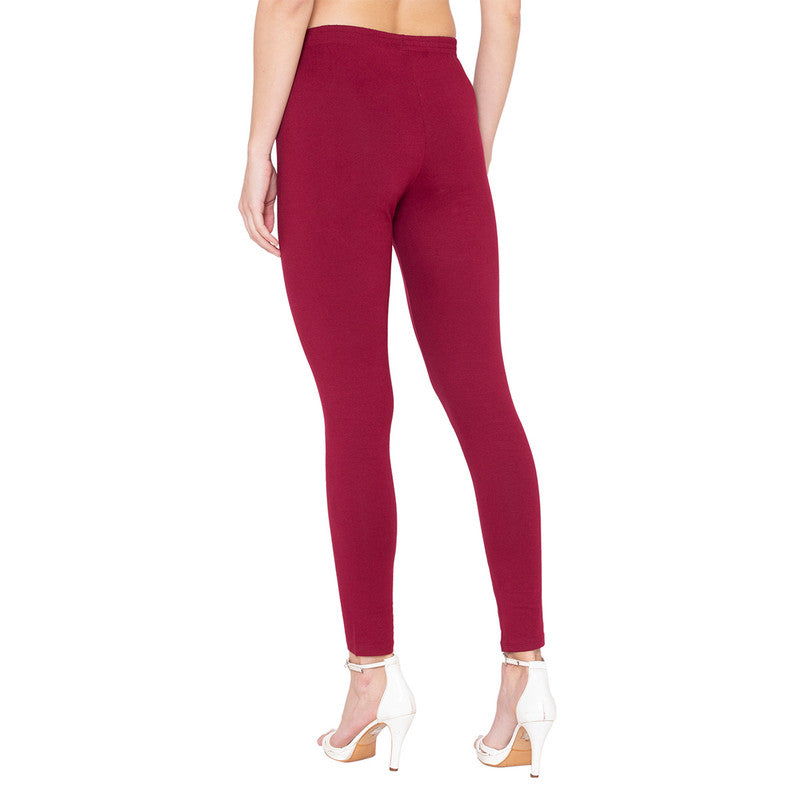 Groversons Paris Beauty Women's Pack of 2 Regular Leggings (MAROON & MAUVE)