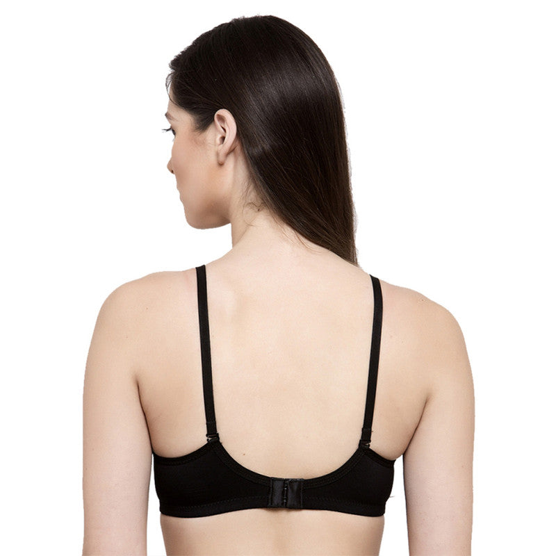 Groversons Paris Beauty Women's Pack of 2 Padded, Non-Wired, Seamless T-Shirt Bra (COMB33-Black & Rose)
