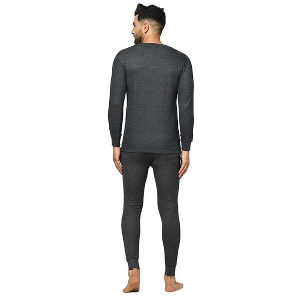 Groversons Paris Beauty Men's Thermal Set Stay Warm and Stylish (G-1103-G-1201 CHARCOAL BLACK)