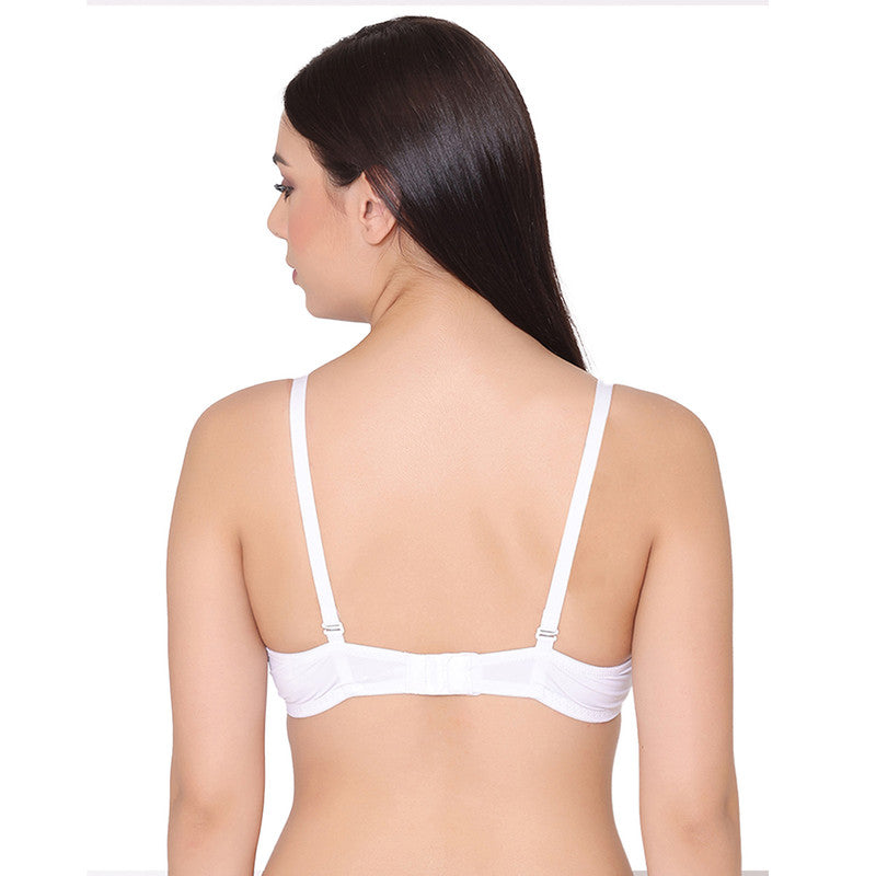 Women's Padded, Non-Wired, Multiway, T-Shirt Bra with lace (BR116-WHITE)