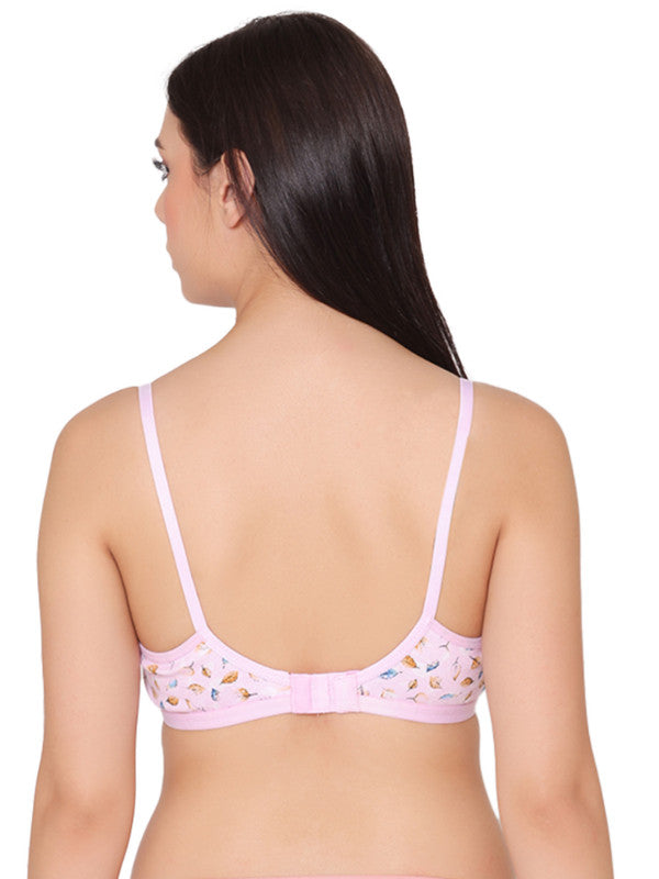 Groversons Paris Beauty Women’s Pack of 2 Leaf Print Full Coverage, Non-Padded, Cotton T-shirt Bra (COMB34-Lemon & Pink)